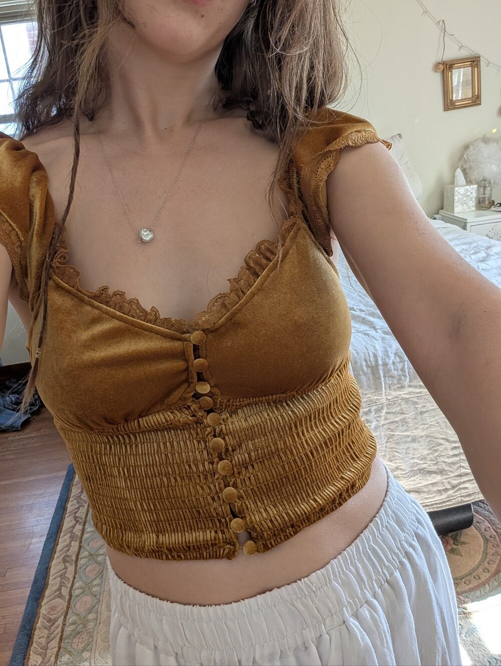 Gold Velvet Corset Top. Womens Medium
